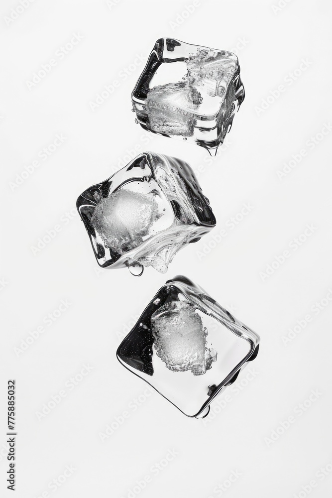 Aufkleber Three ice cubes floating on top of each other. Can be used for various beverage or summer themed designs