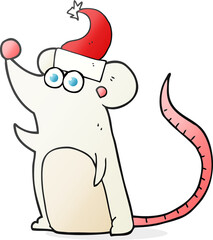 freehand drawn cartoon mouse christmas hat