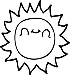 line drawing cartoon happy sunshine