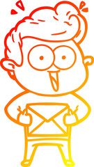 warm gradient line drawing of a cartoon man with envelope