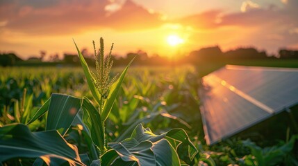 Solar panel of solar power system at green agriculture farm for better environment.