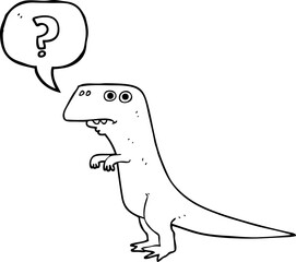 freehand drawn speech bubble cartoon confused dinosaur