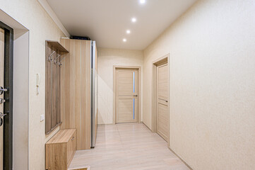 standard room interior apartment. room doors, renovation corridor lobby entrance hall