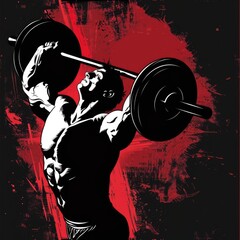 A man lifting a barbell in a gym. Suitable for fitness and health-related designs