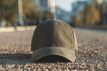 A baseball cap laying on the ground. Suitable for sports or casual themes - Powered by Adobe