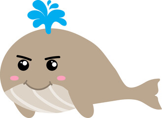 cute whale cartoon, sea animal