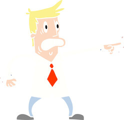 hand drawn cartoon doodle man pointing looking worried
