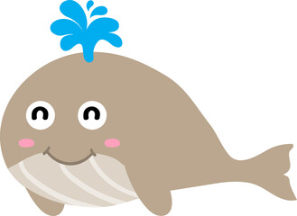 cute whale cartoon, sea animal