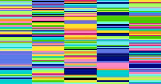 Background Looped Animation - Multicolored stripes separated into columns making a vertical movement.