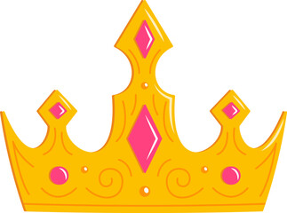Gold queen crown with jewels vector icon on white background