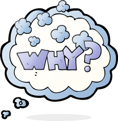 freehand drawn thought bubble cartoon shout WHY?