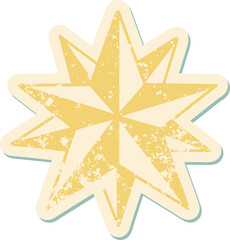 iconic distressed sticker tattoo style image of a star