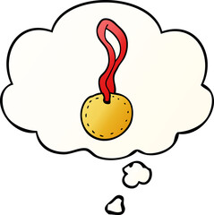 cartoon sports medal with thought bubble in smooth gradient style