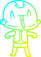 cold gradient line drawing of a cartoon robot