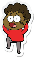 sticker of a cartoon man gasping in surprise