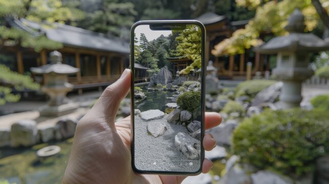 Person Taking Cell Phone Picture of Garden