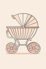 Fototapeta na wymiar A baby carriage with a baby in a beautiful park scene. Ideal for family and parenting concepts