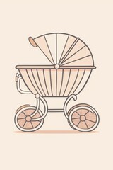 A baby carriage with a baby in a beautiful park scene. Ideal for family and parenting concepts