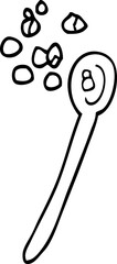 line drawing cartoon cereal on a spoon