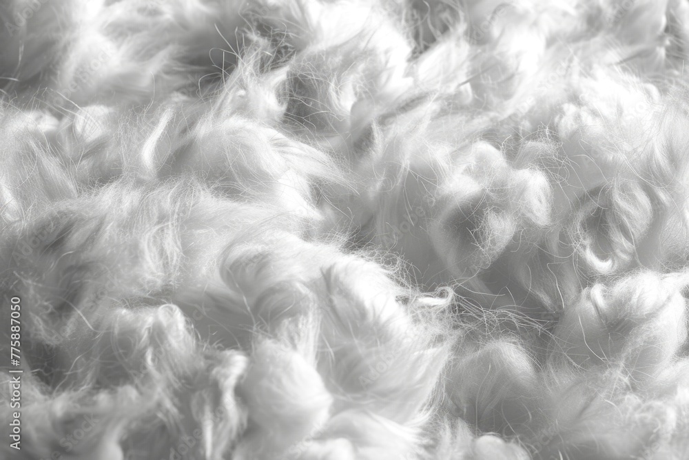 Poster Close up of a pile of white wool. Suitable for textile or crafting concepts