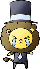 cartoon crying lion wearing shirt and tie