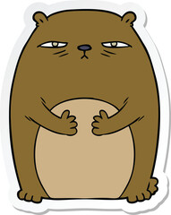 sticker of a cartoon tired annoyed bear