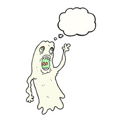 freehand drawn thought bubble cartoon ghost