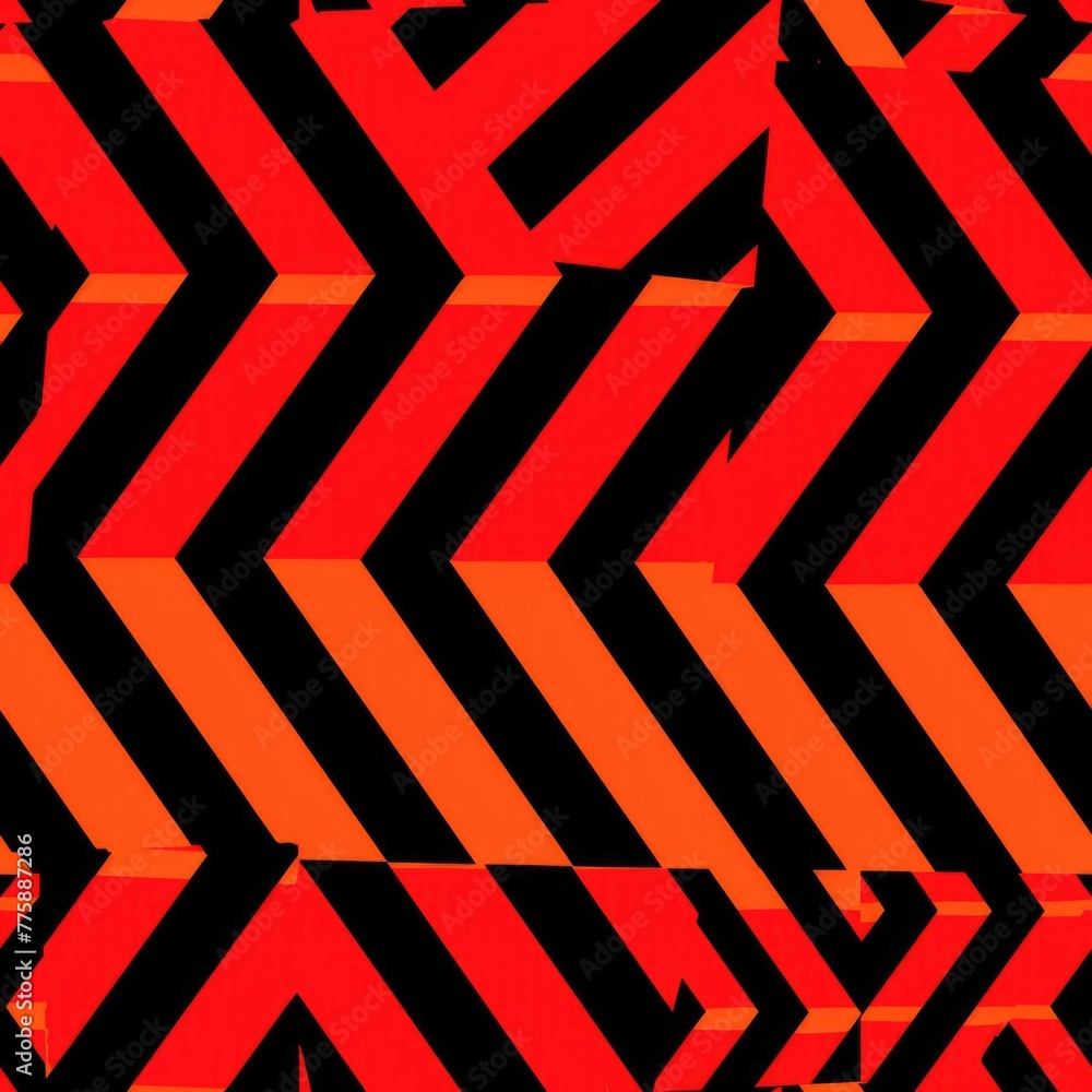 Poster Abstract red and black zigzag pattern on a dark background. Ideal for graphic design projects