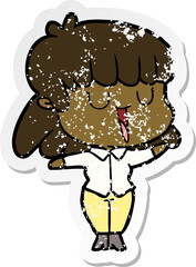 distressed sticker of a cartoon woman