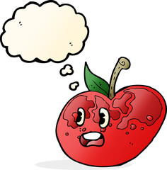 cartoon apple with thought bubble