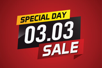 3.3 Special day sale word concept vector illustration with ribbon and 3d style for use landing page, template, ui, web, mobile app, poster, banner, flyer, background, gift card, coupon

