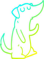 cold gradient line drawing of a cartoon dog