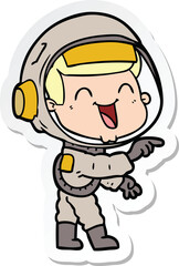 sticker of a happy cartoon astronaut