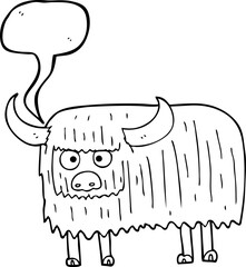 freehand drawn speech bubble cartoon hairy cow