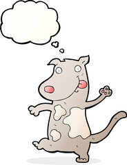 cartoon happy dog with thought bubble