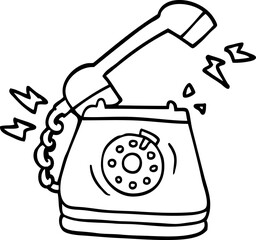 line drawing cartoon ringing telephone