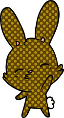 curious waving bunny cartoon