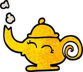 grunge textured illustration cartoon magic lamp