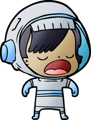 cartoon astronaut woman explaining