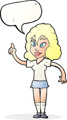 cartoon pretty woman with idea with speech bubble