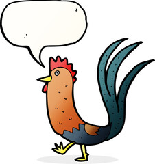 cartoon cockerel with speech bubble