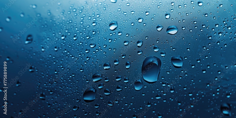 Poster Close up shot of water droplets on a window. Perfect for background use