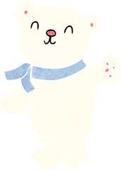 cartoon waving teddy polar bear