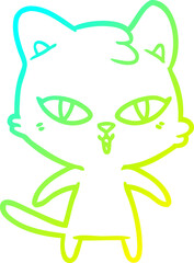 Obraz premium cold gradient line drawing of a cartoon cat