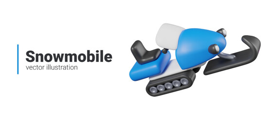 Snowmobile without driver. Modern vehicle for riding on snowy winter roads