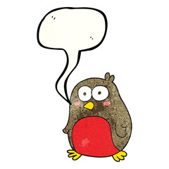 freehand speech bubble textured cartoon robin