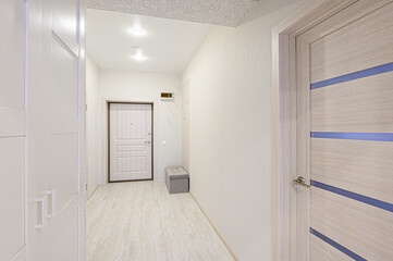 standard room interior apartment. room doors, renovation corridor lobby entrance hall