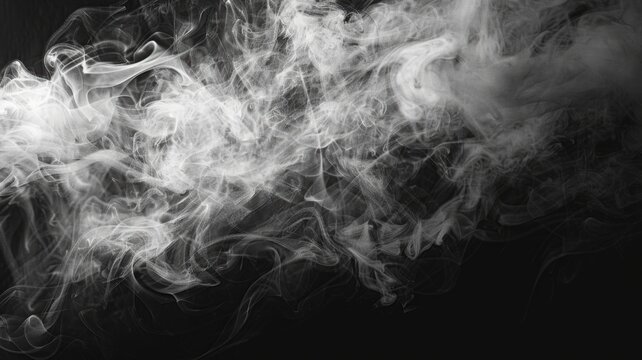 Ethereal smoke cloud in dark background - Captivating image of dense, ethereal smoke cloud floating in a dark, isolated background