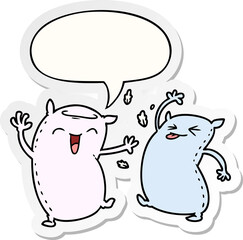 cartoon pillows with speech bubble sticker