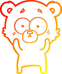 warm gradient line drawing of a surprised polar bear cartoon
